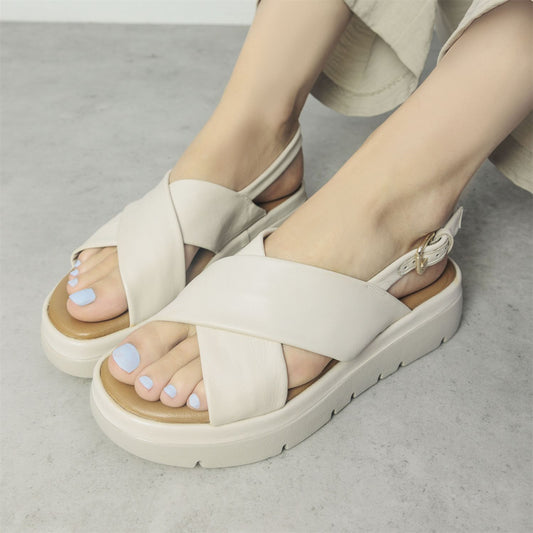 Nettina Off White Leather Sandals