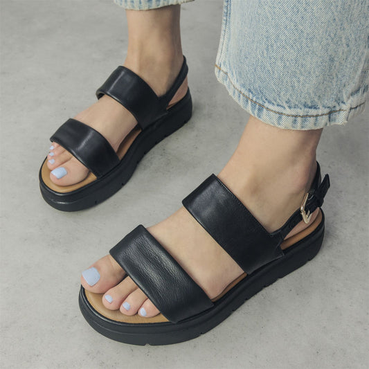 Netty Black Leather Sandals
