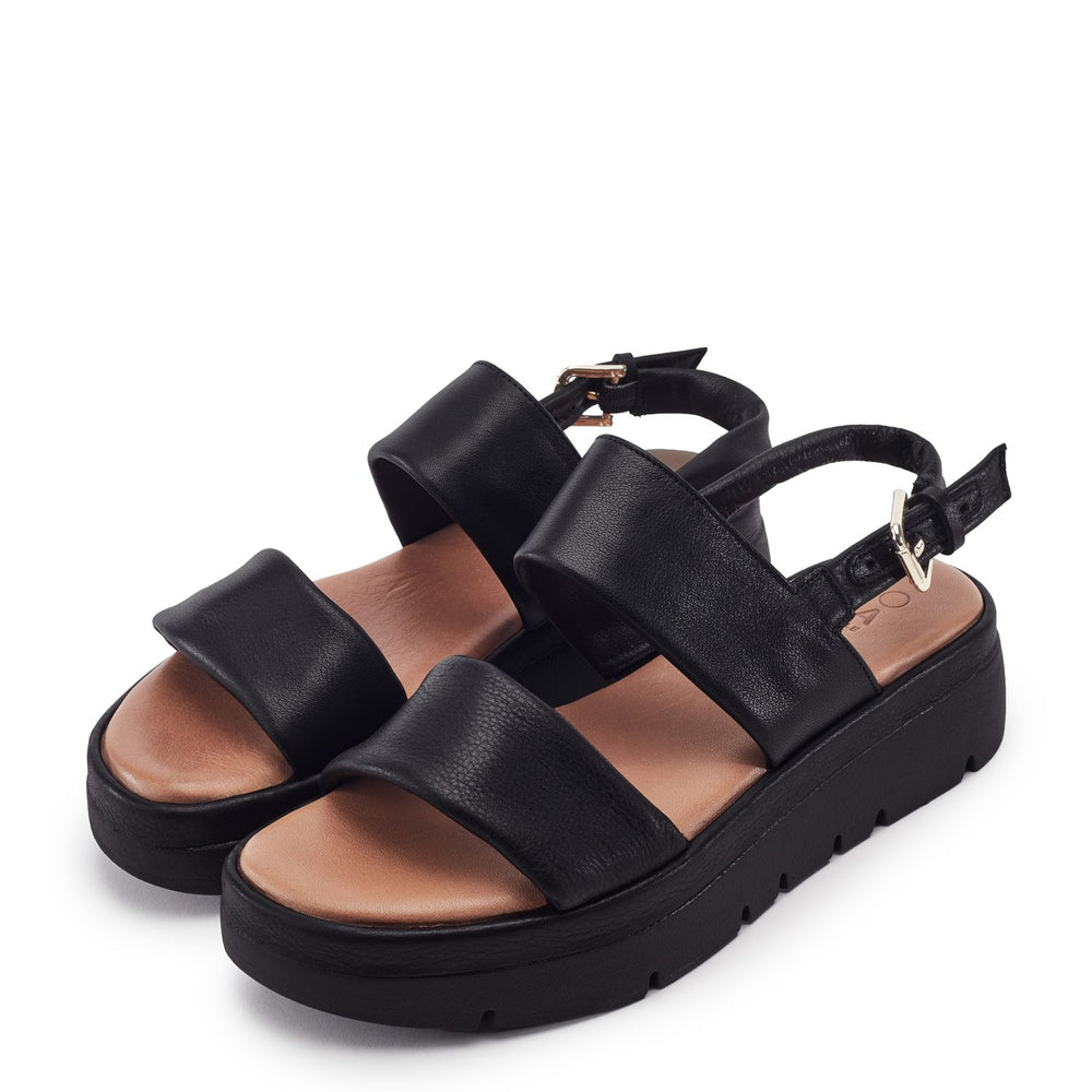 Netty Black Leather Sandals