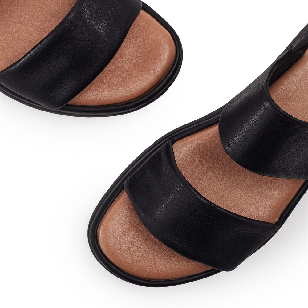 Netty Black Leather Sandals