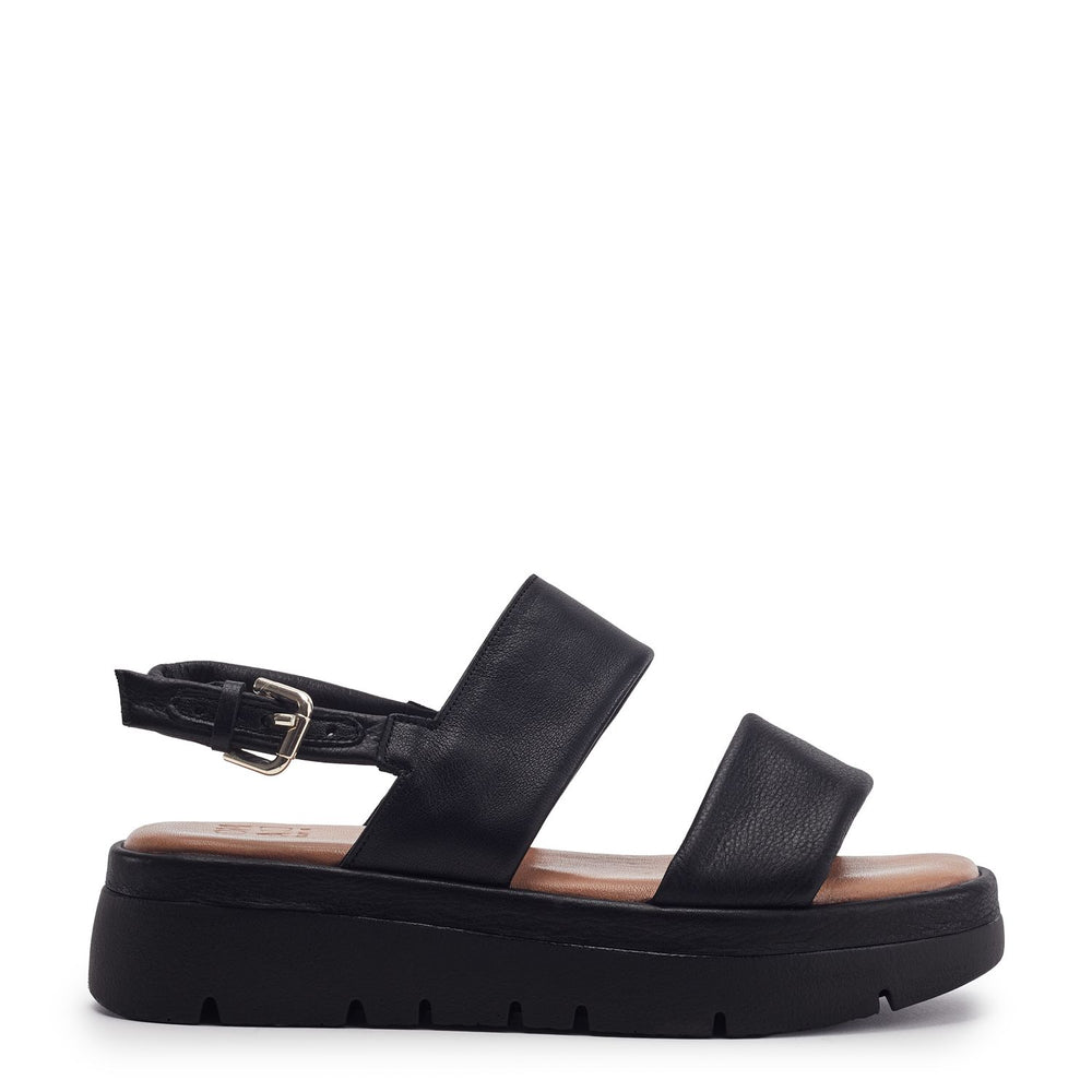 Netty Black Leather Sandals