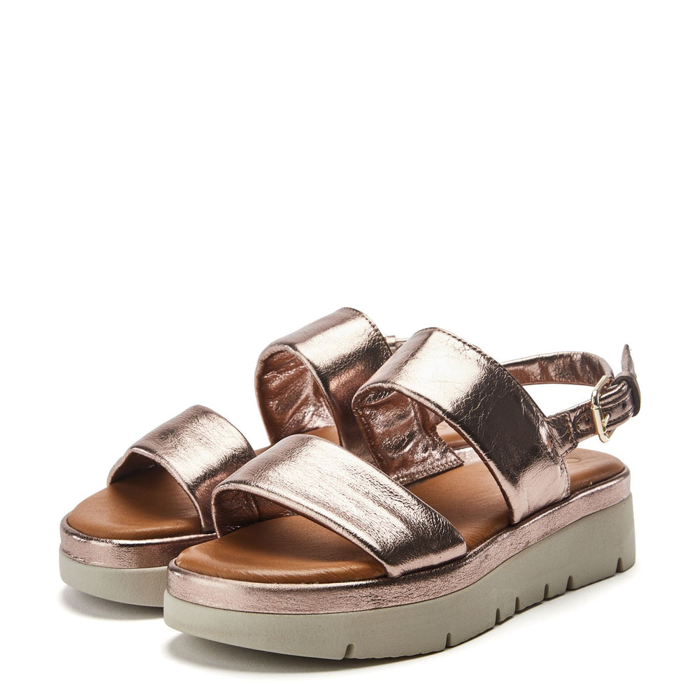 Netty Pewter Leather Sandals