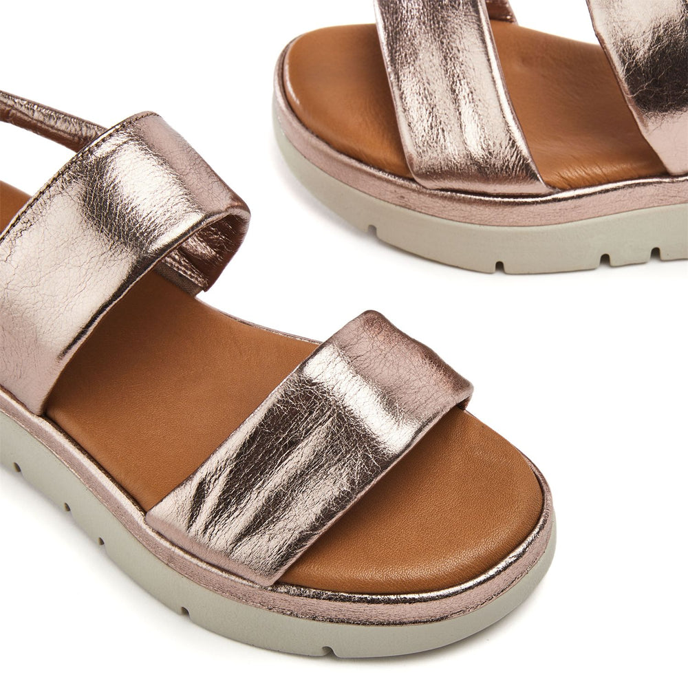 Netty Pewter Leather Sandals