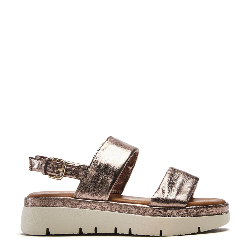 Netty Pewter Leather Sandals