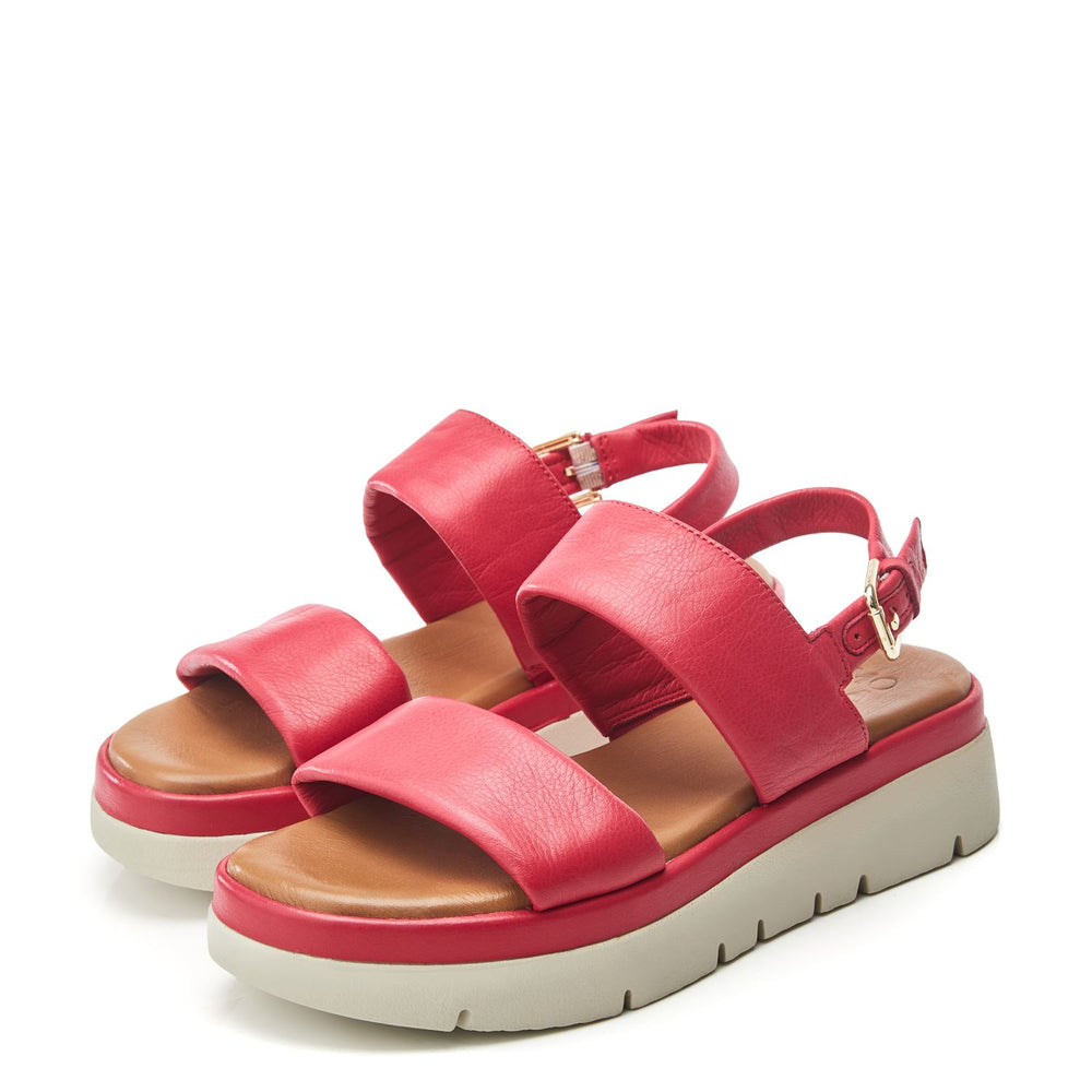 Netty Raspberry Leather Sandals