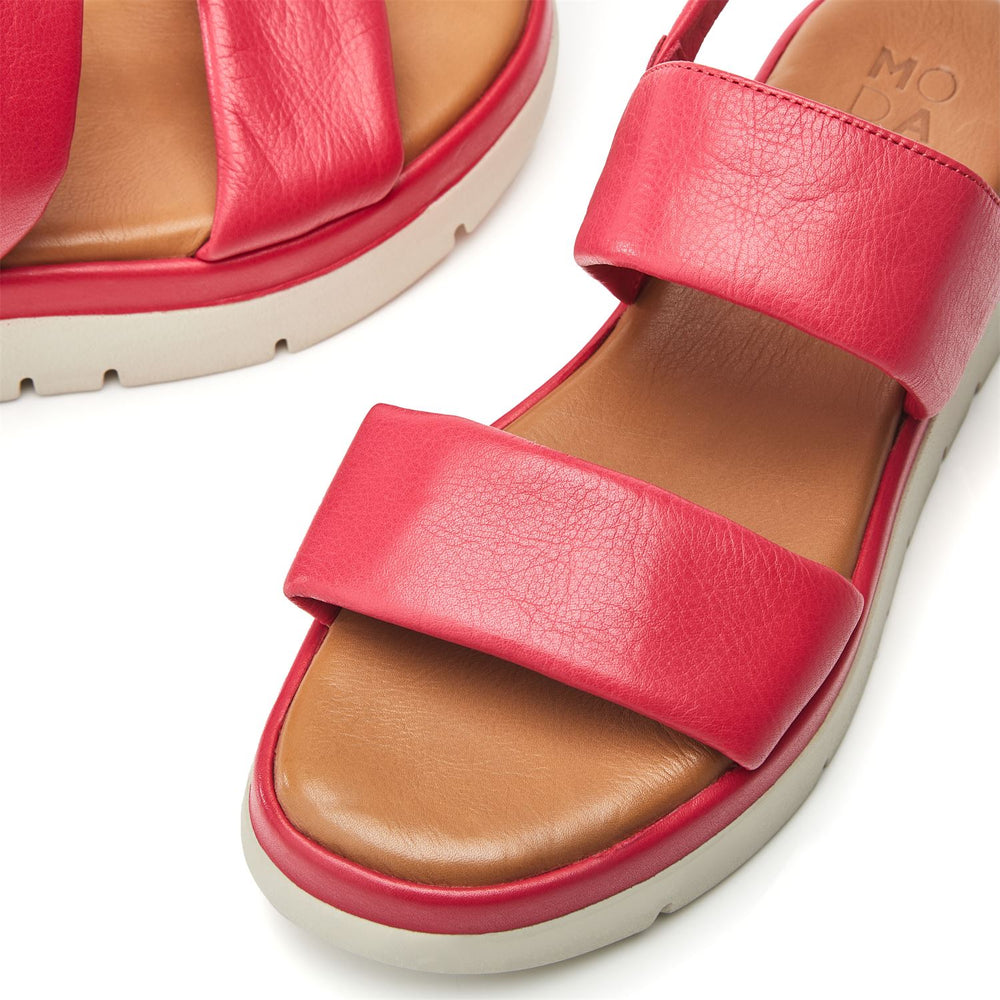 Netty Raspberry Leather Sandals