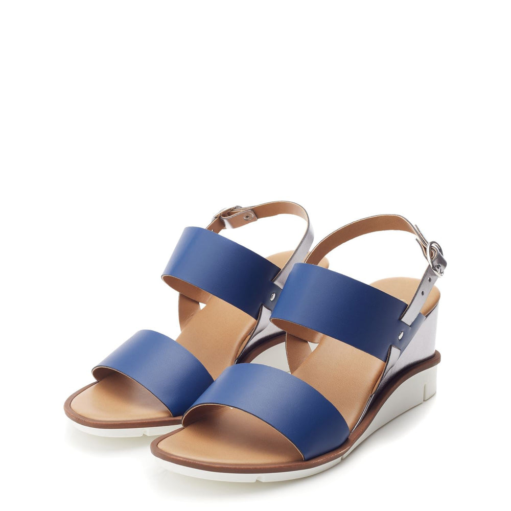 Nevvara Navy - Pewter Leather Sandals