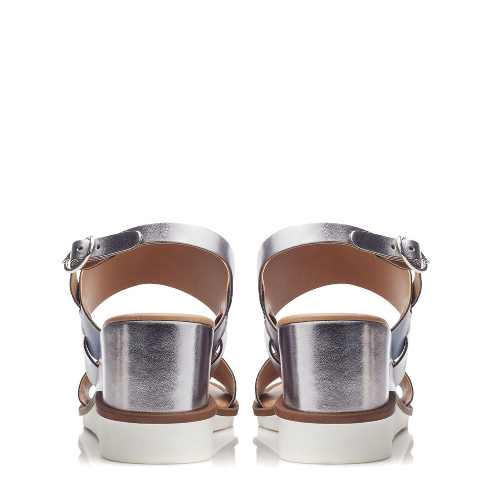 Nevvara Navy - Pewter Leather Sandals