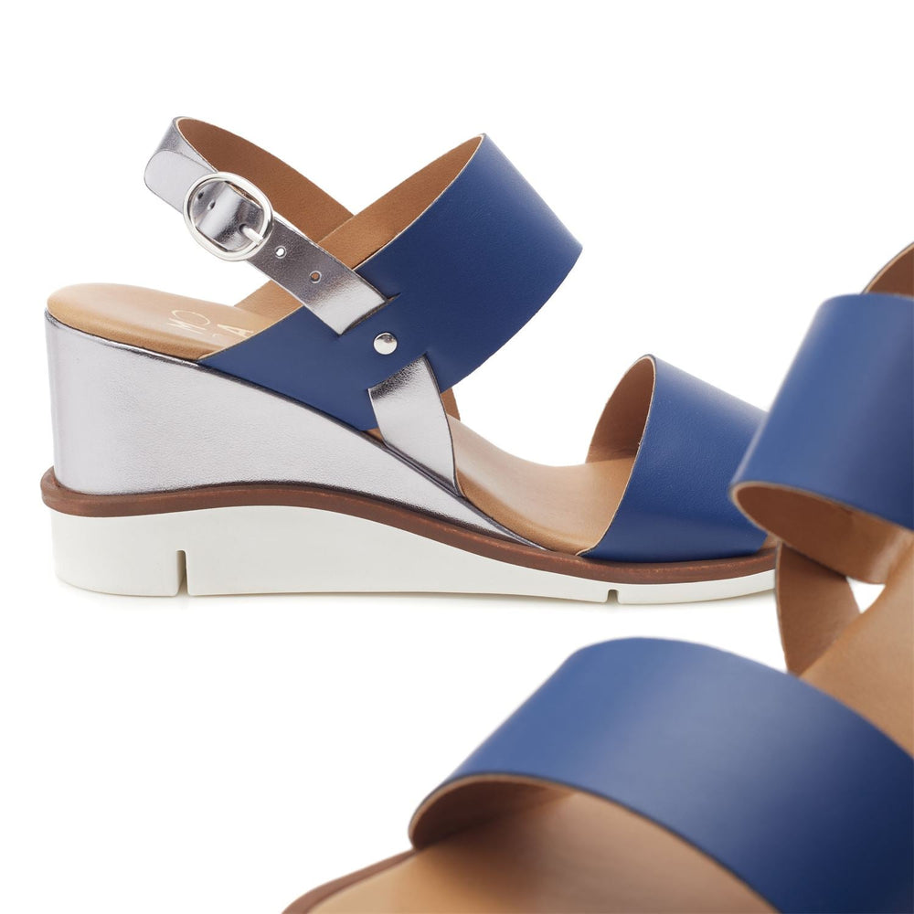 Nevvara Navy - Pewter Leather Sandals