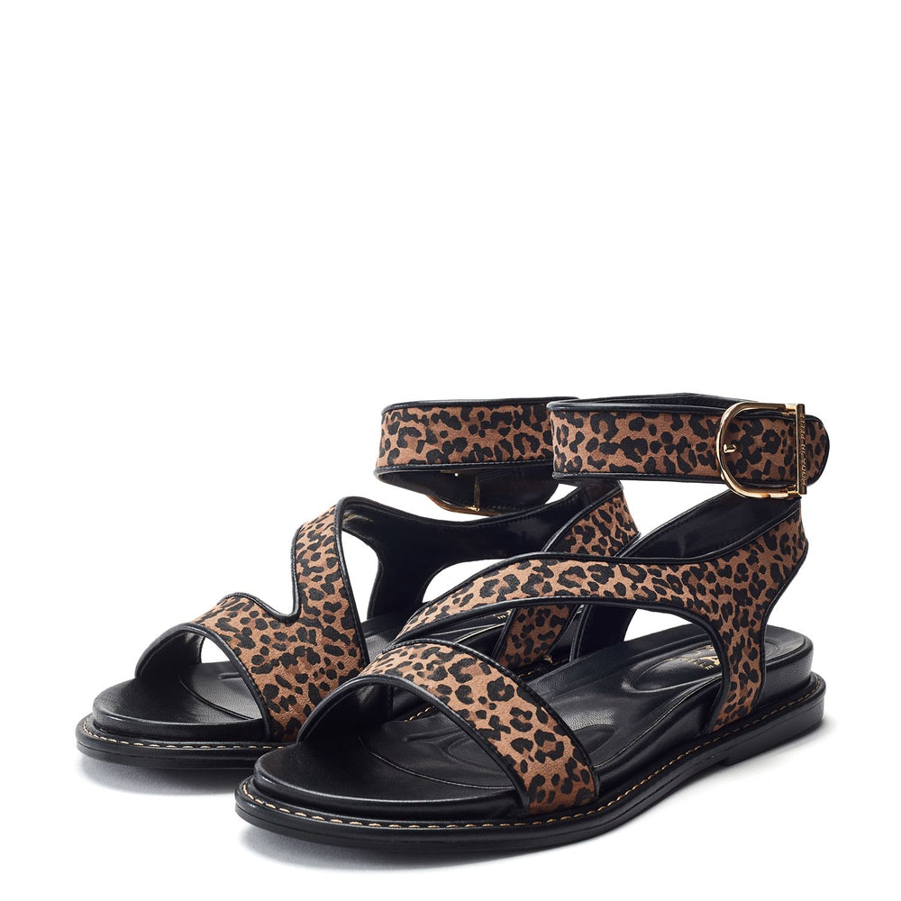 Nolanna Black - Leopard Alcantara Sandals
