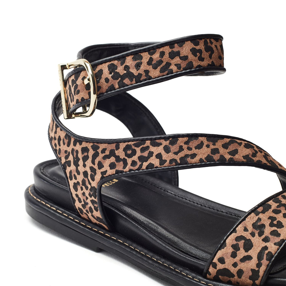 Nolanna Black - Leopard Alcantara Sandals
