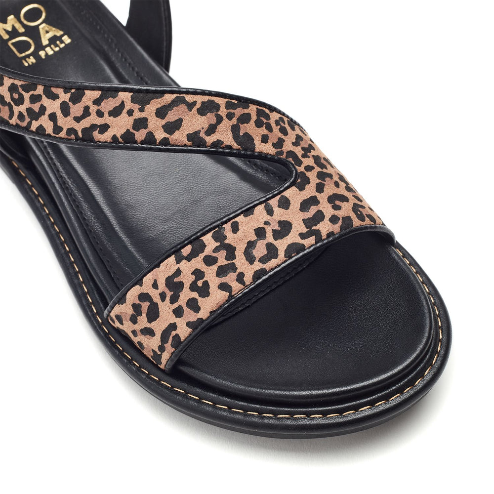 Nolanna Black - Leopard Alcantara Sandals