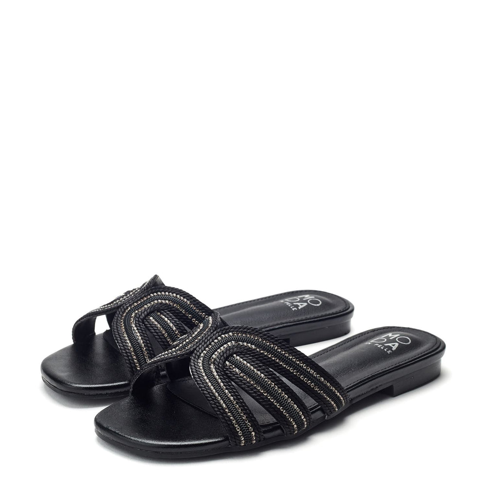 Nymph Black Textile Sandals