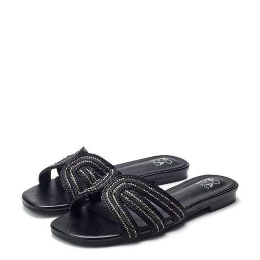 Nymph Black Textile Sandals