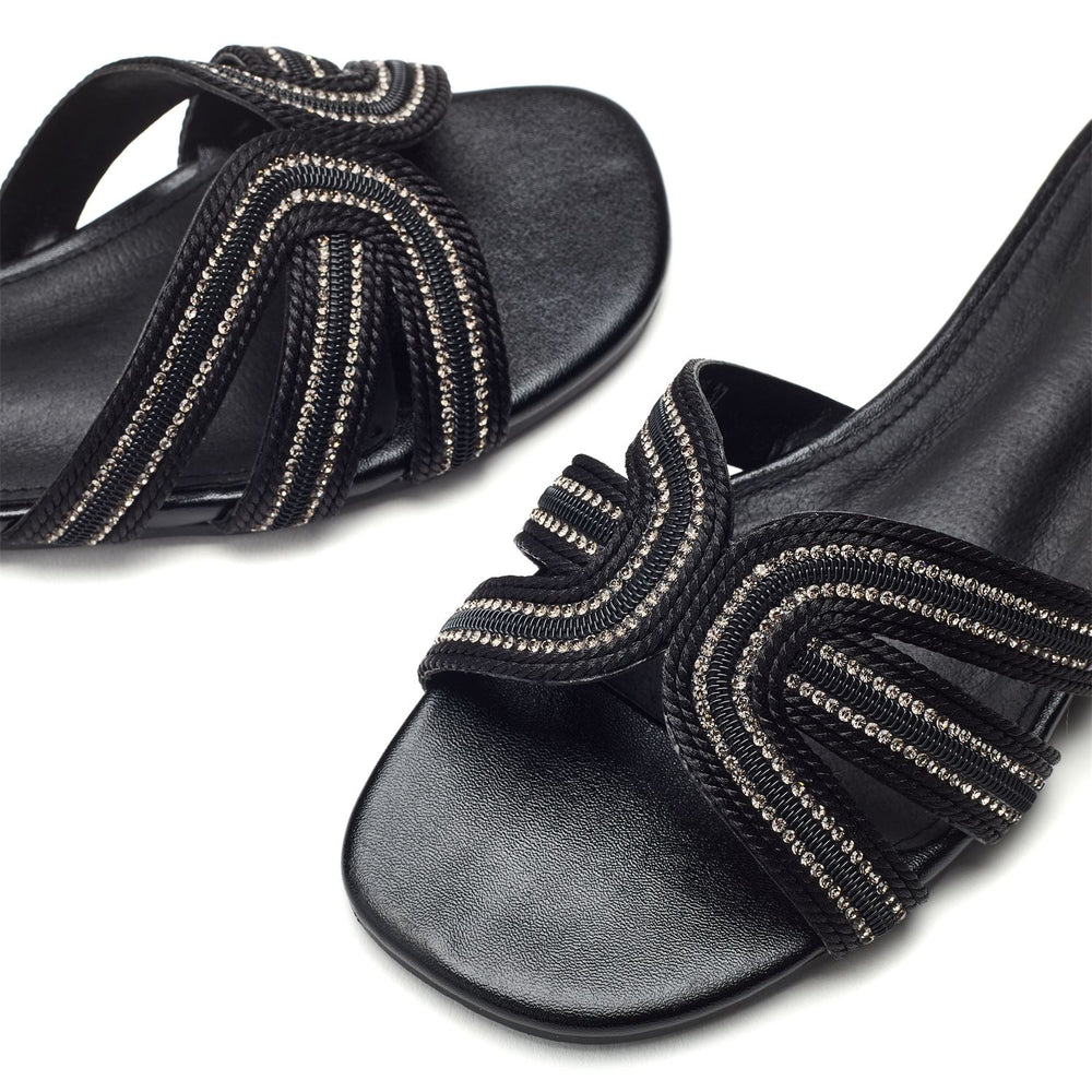 Nymph Black Textile Sandals