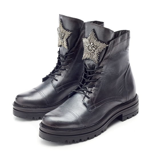 Oakleigh Dark Pewter Leather Boots