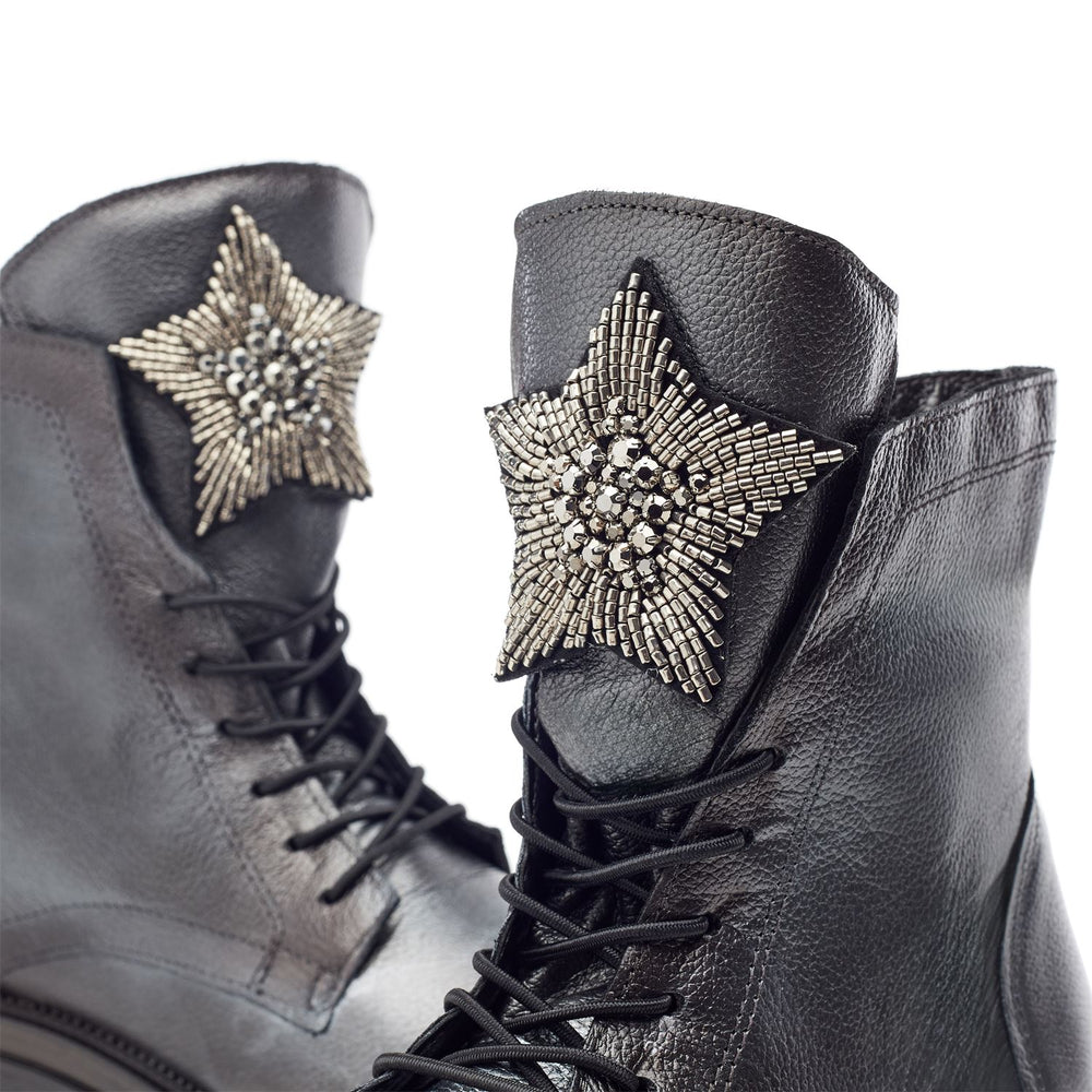 Oakleigh Dark Pewter Leather Boots