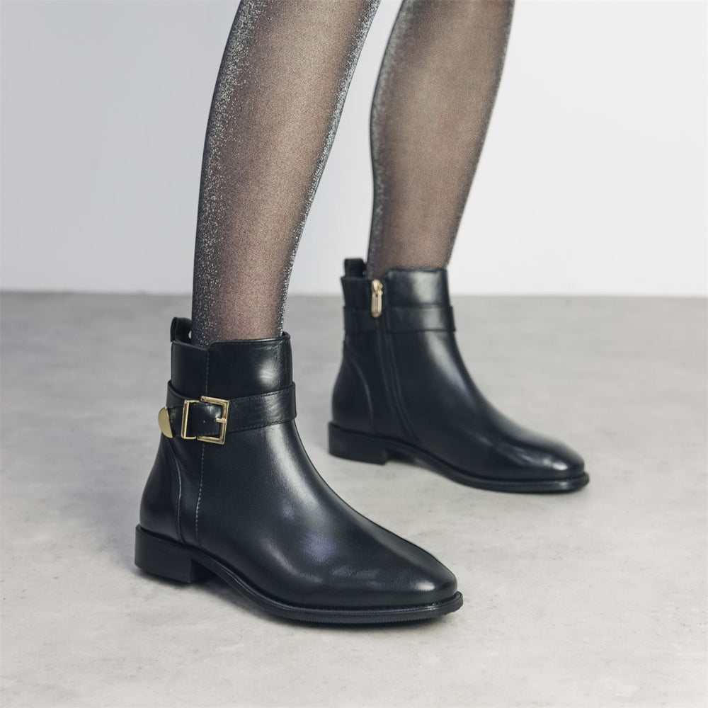 Obernai Black Leather Boots