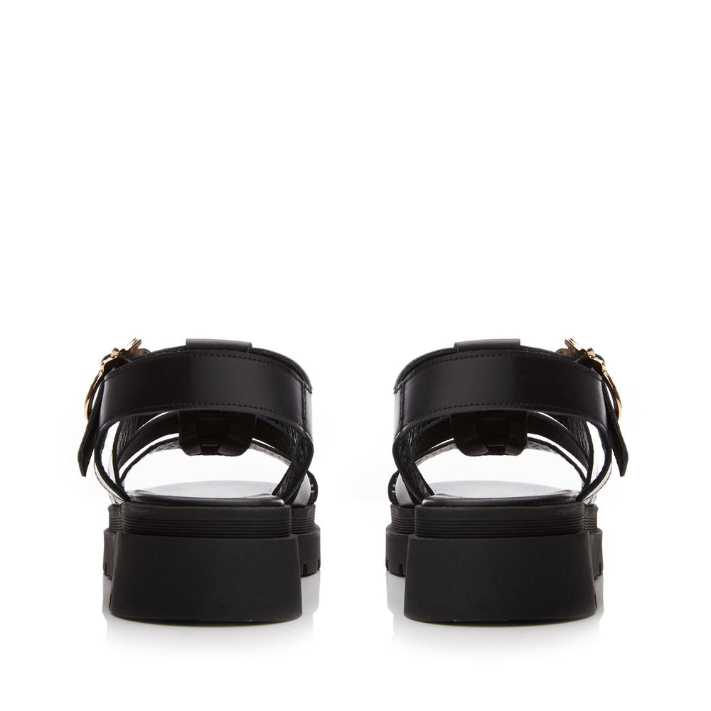 Obsidian Black Leather Sandals