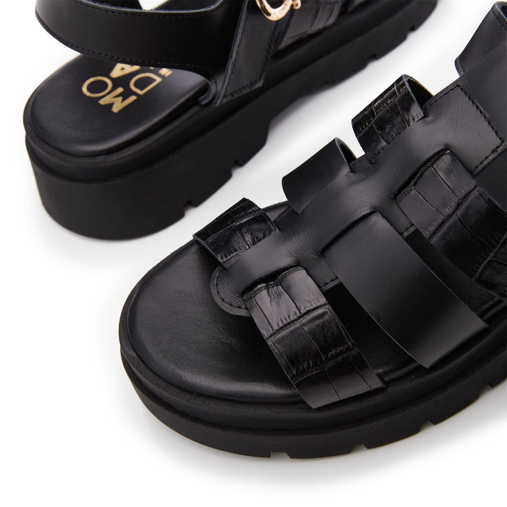 Obsidian Black Leather Sandals