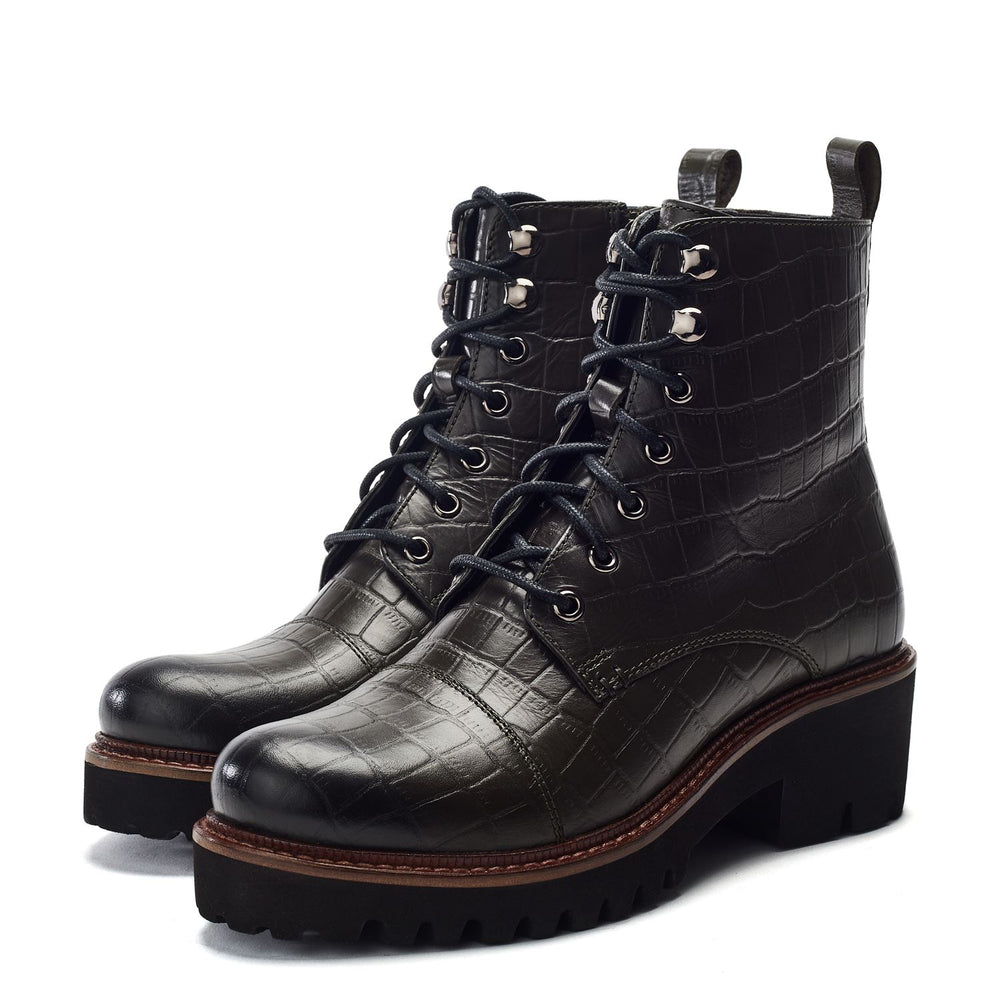 Okari Dark Green Mocc Croc Boots