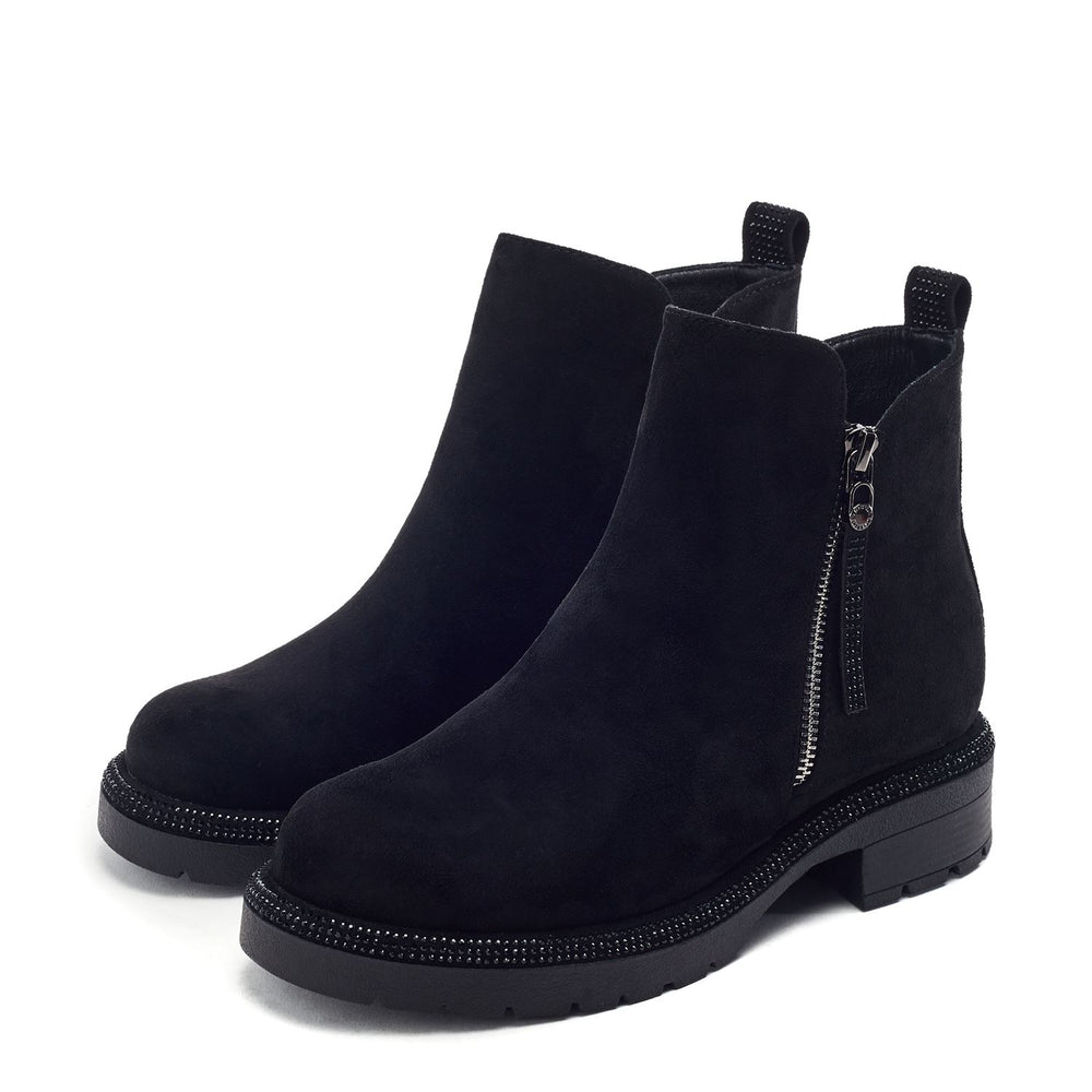 Oleera Black Alcantara Boots