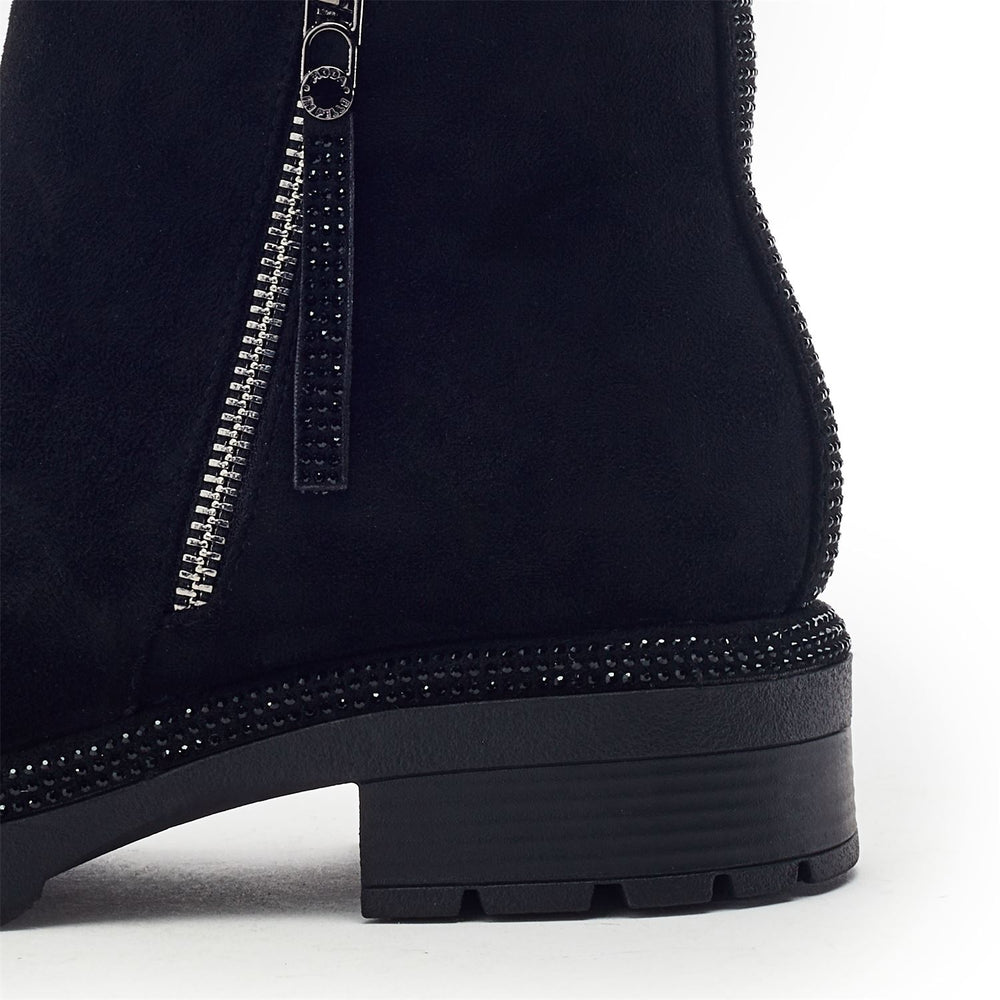 Oleera Black Faux Suede Boots
