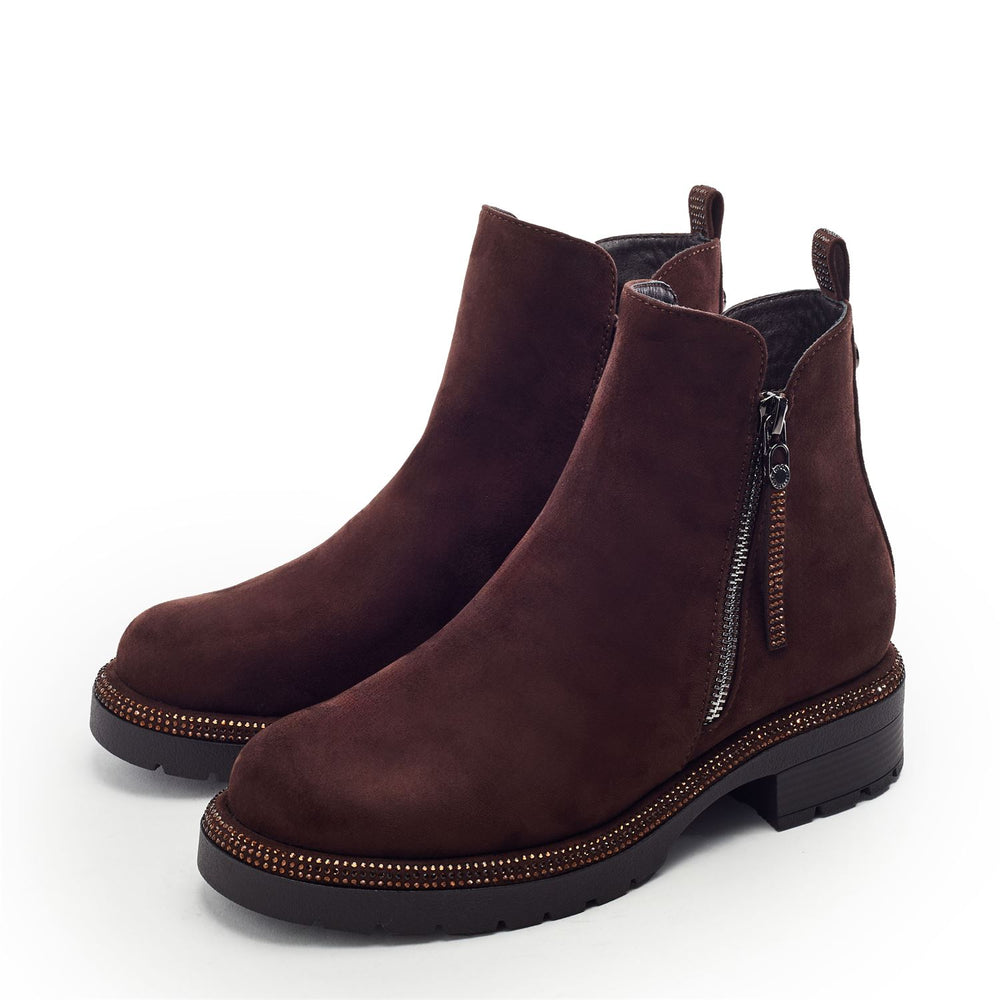 Oleera Dark Brown Alcantara Boots