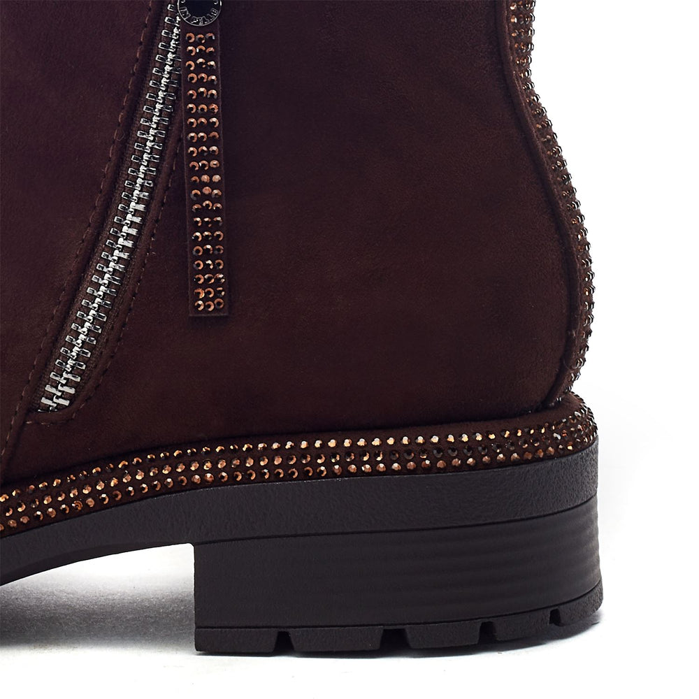 Oleera Dark Brown Alcantara Boots