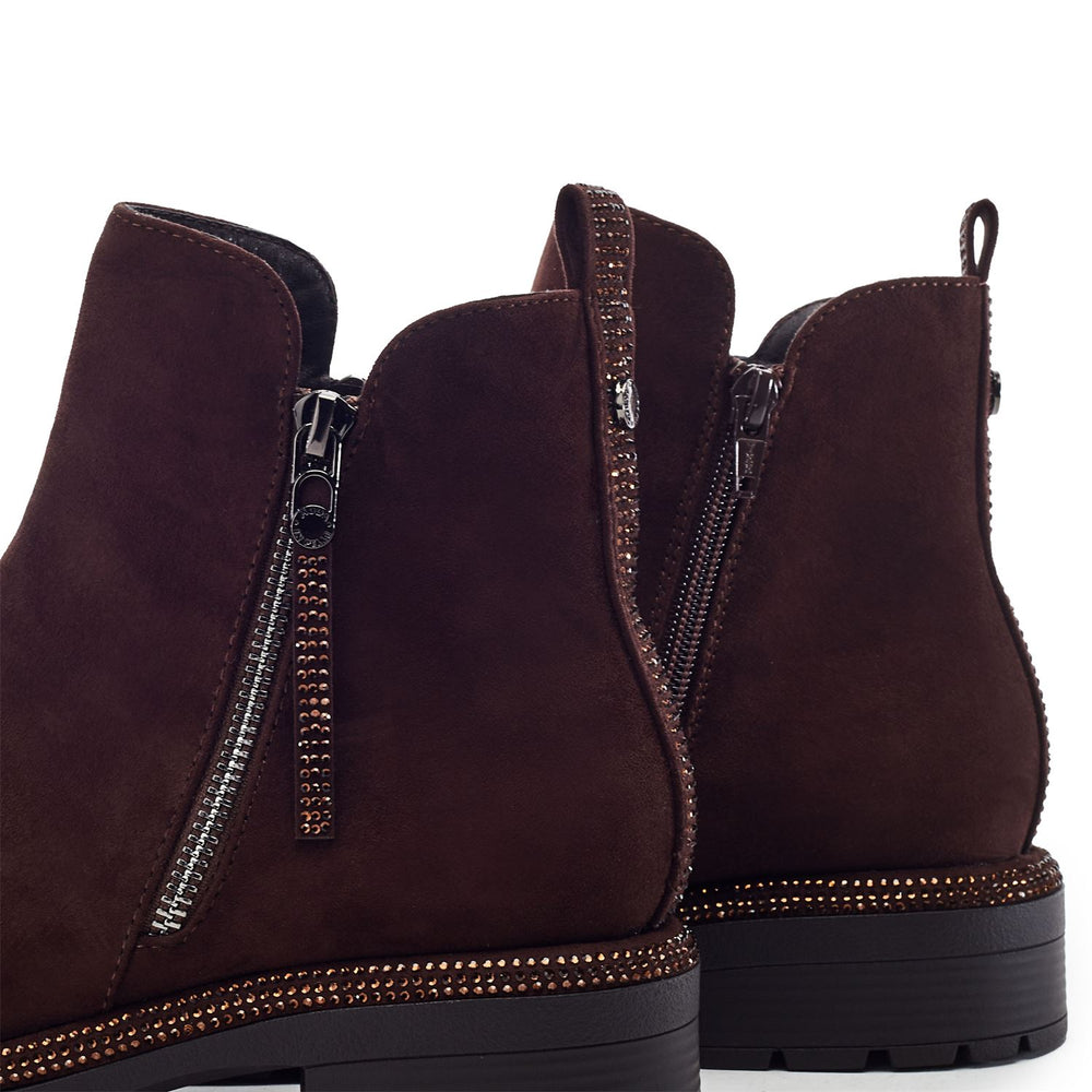 Oleera Dark Brown Faux Suede Boots