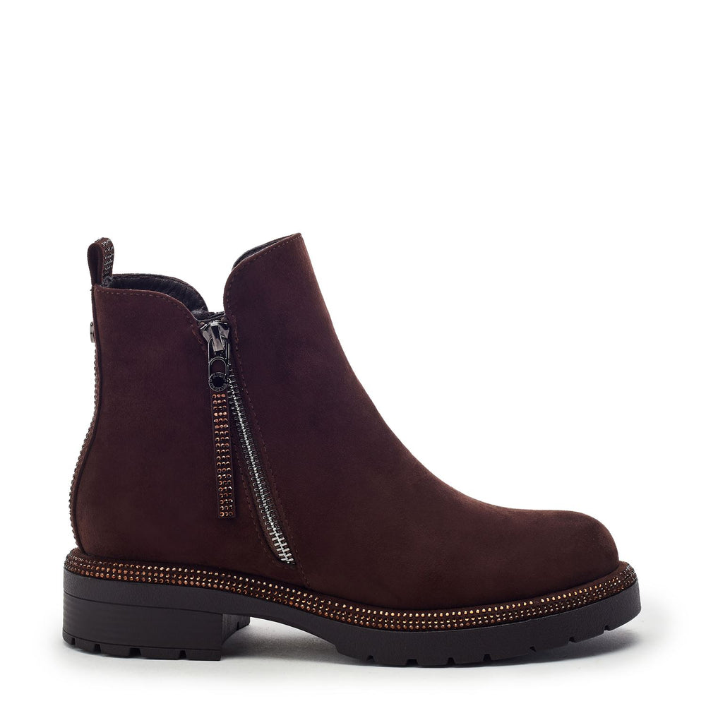 Oleera Dark Brown Alcantara Boots