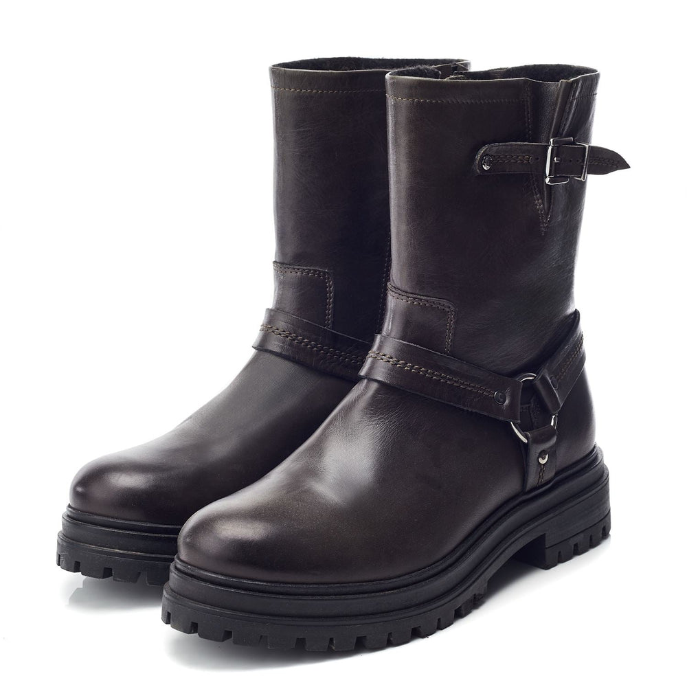 Olencia Khaki Leather Boots