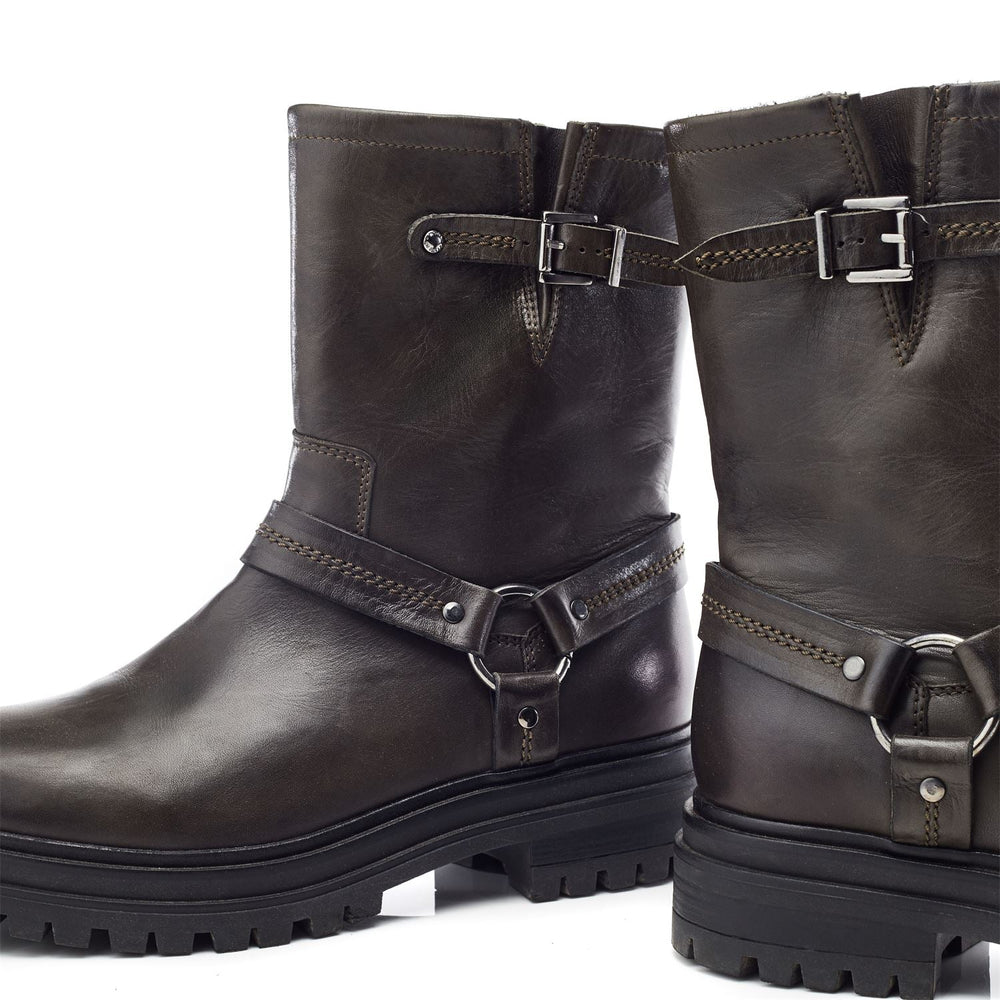 Olencia Khaki Leather Boots