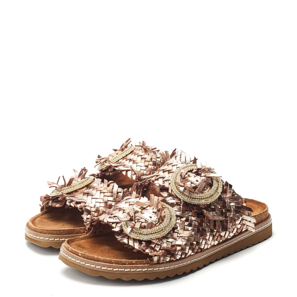 Olisia Bronze Metallic Leather Sandals