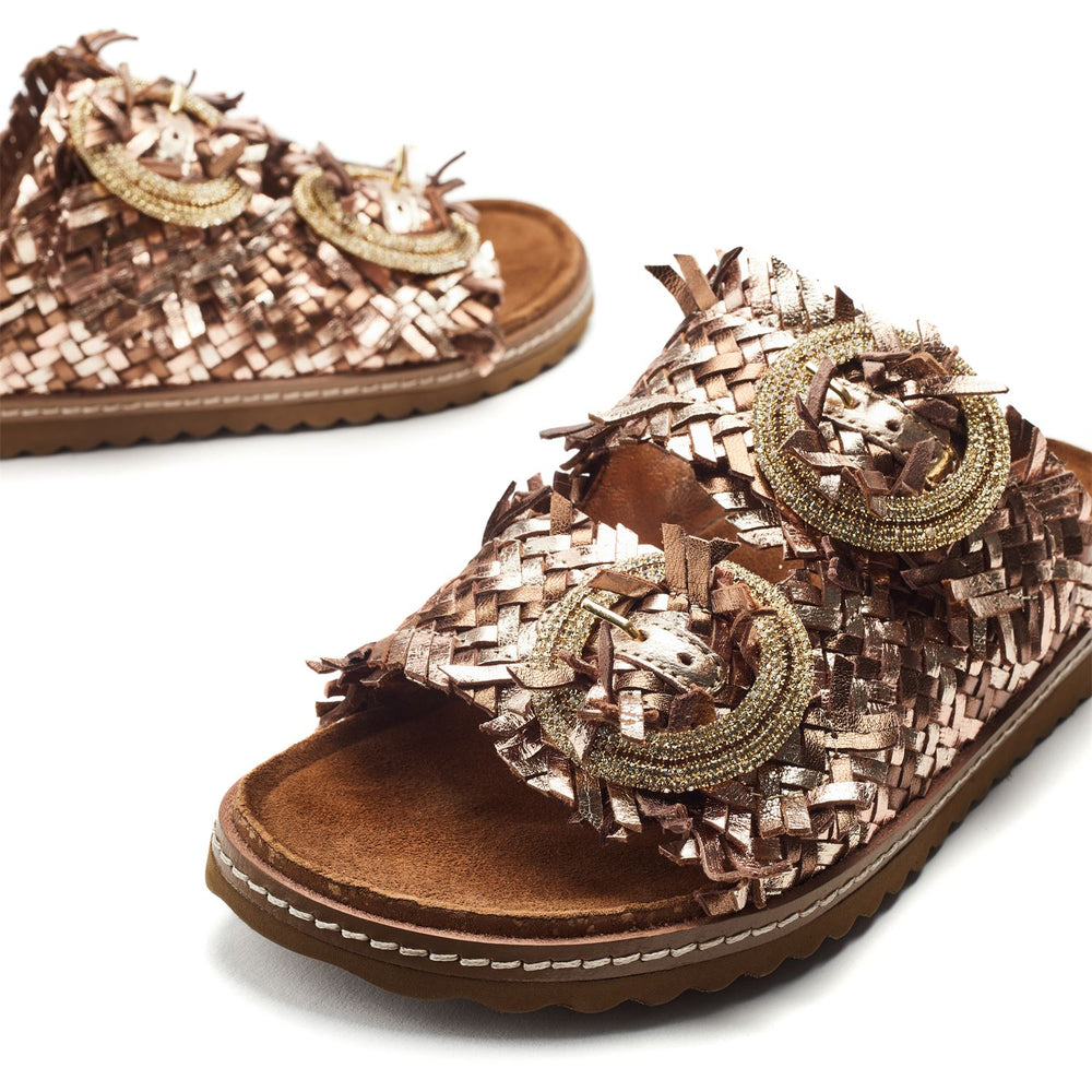 Olisia Bronze Metallic Leather Sandals