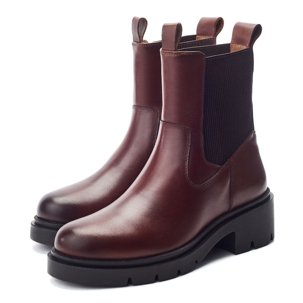 Olliia Dark Tan Leather Boots