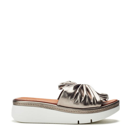 Ollin Pewter Metallic Leather Sandals