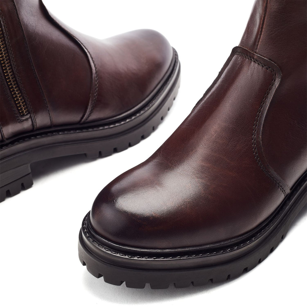 Olottie Dark Brown Leather Boots