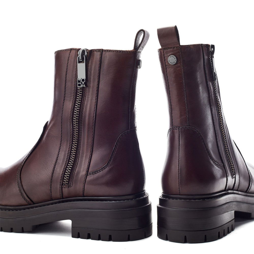 Olottie Dark Brown Leather Boots