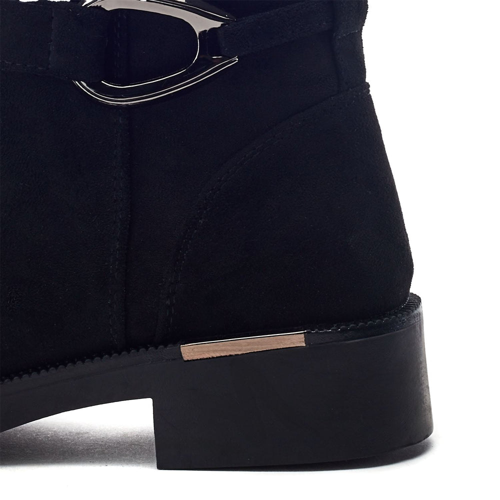 Olwena Black Faux Suede Boots