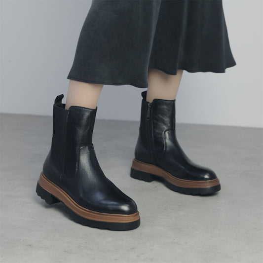 Omri Black Leather Boots