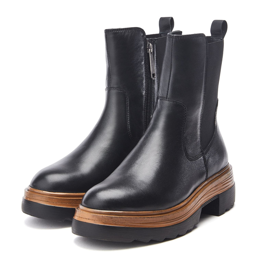 Omri Black Leather Boots