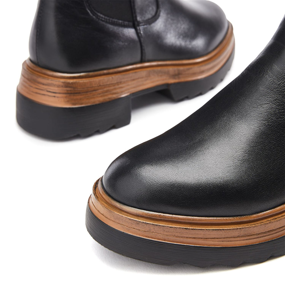 Omri Black Leather Boots