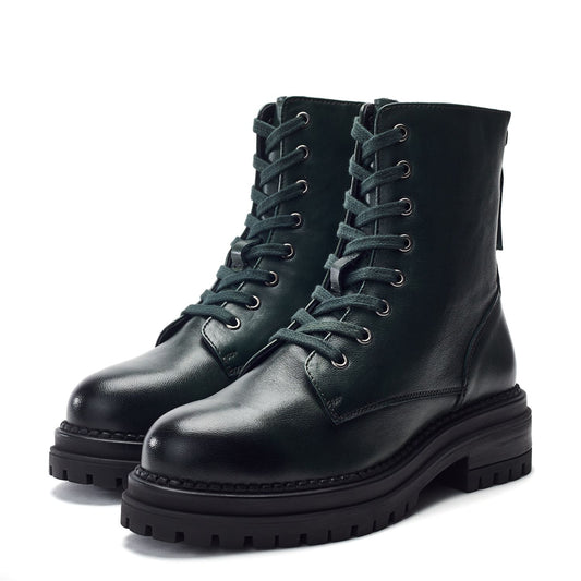 Onnay Dark Green Leather Boots