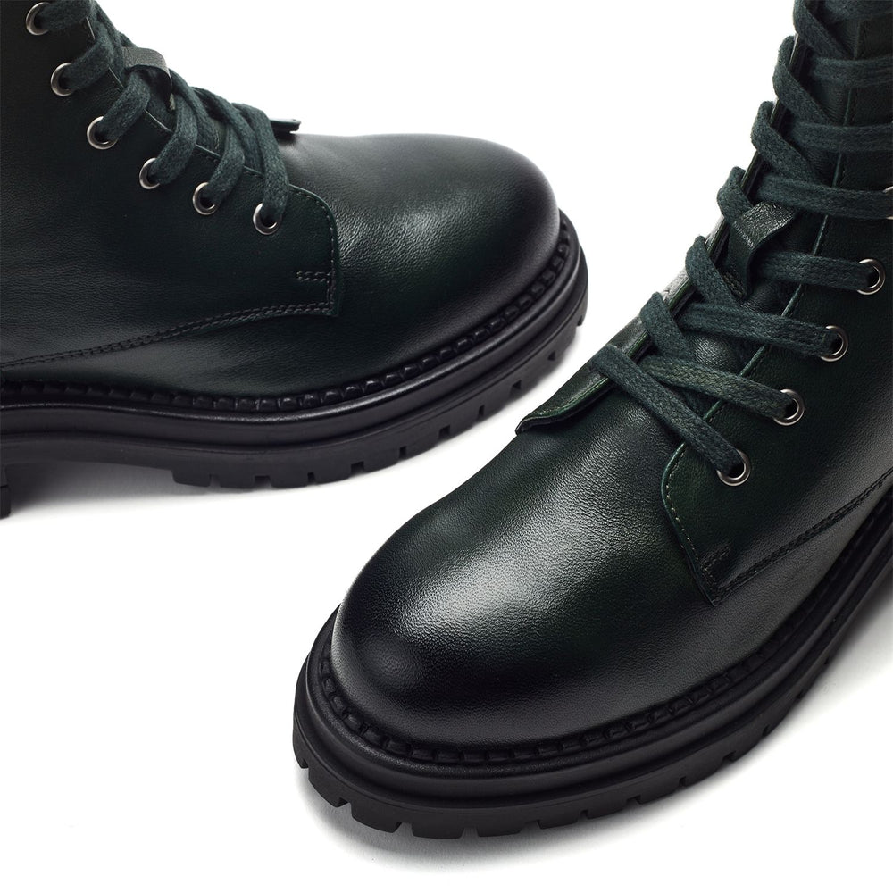 Onnay Dark Green Leather Boots