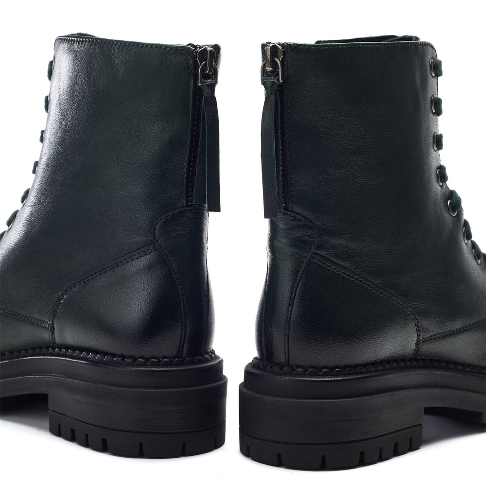 Onnay Dark Green Leather Boots
