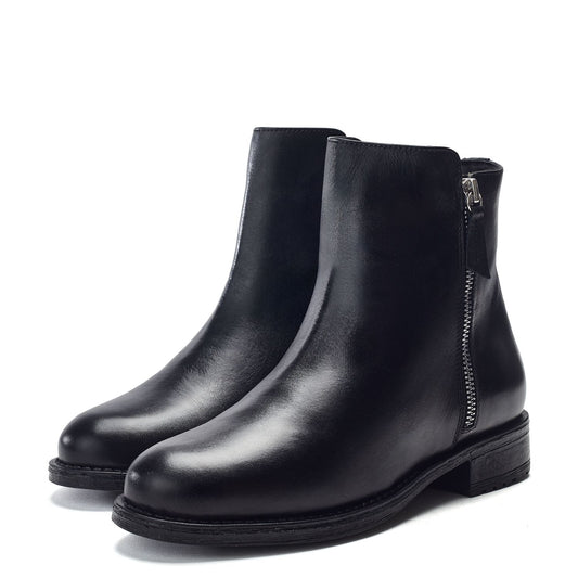 Onora Black Leather Boots