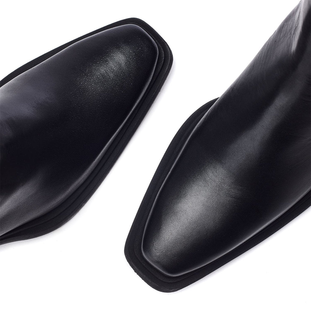 Ontel Black Leather Boots