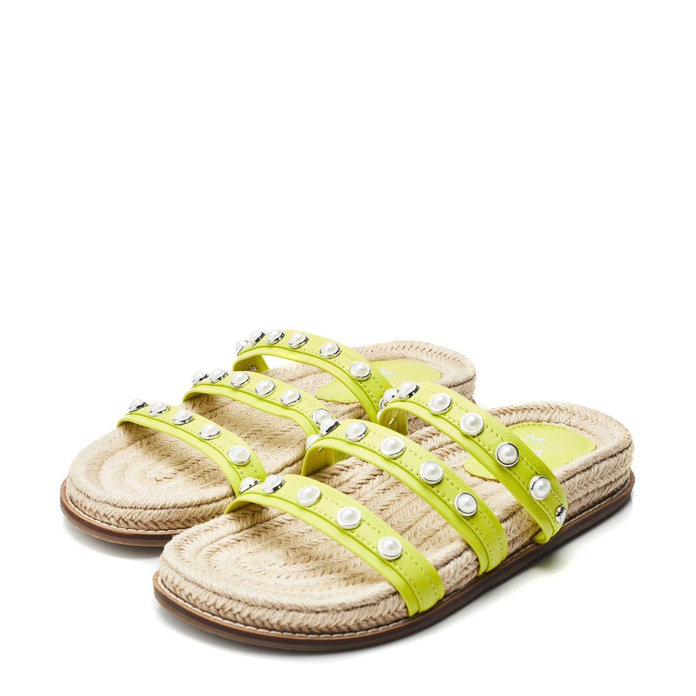 Orilla Lime Green Leather Sandals