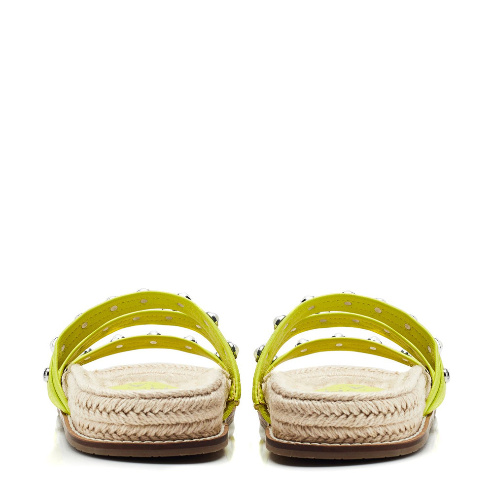 Orilla Lime Green Leather Sandals
